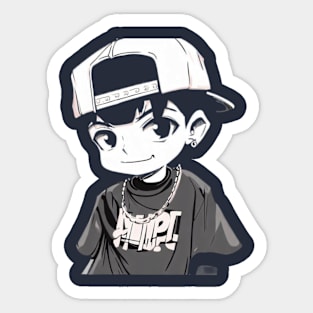 Hip hop style anime boys funny Sticker